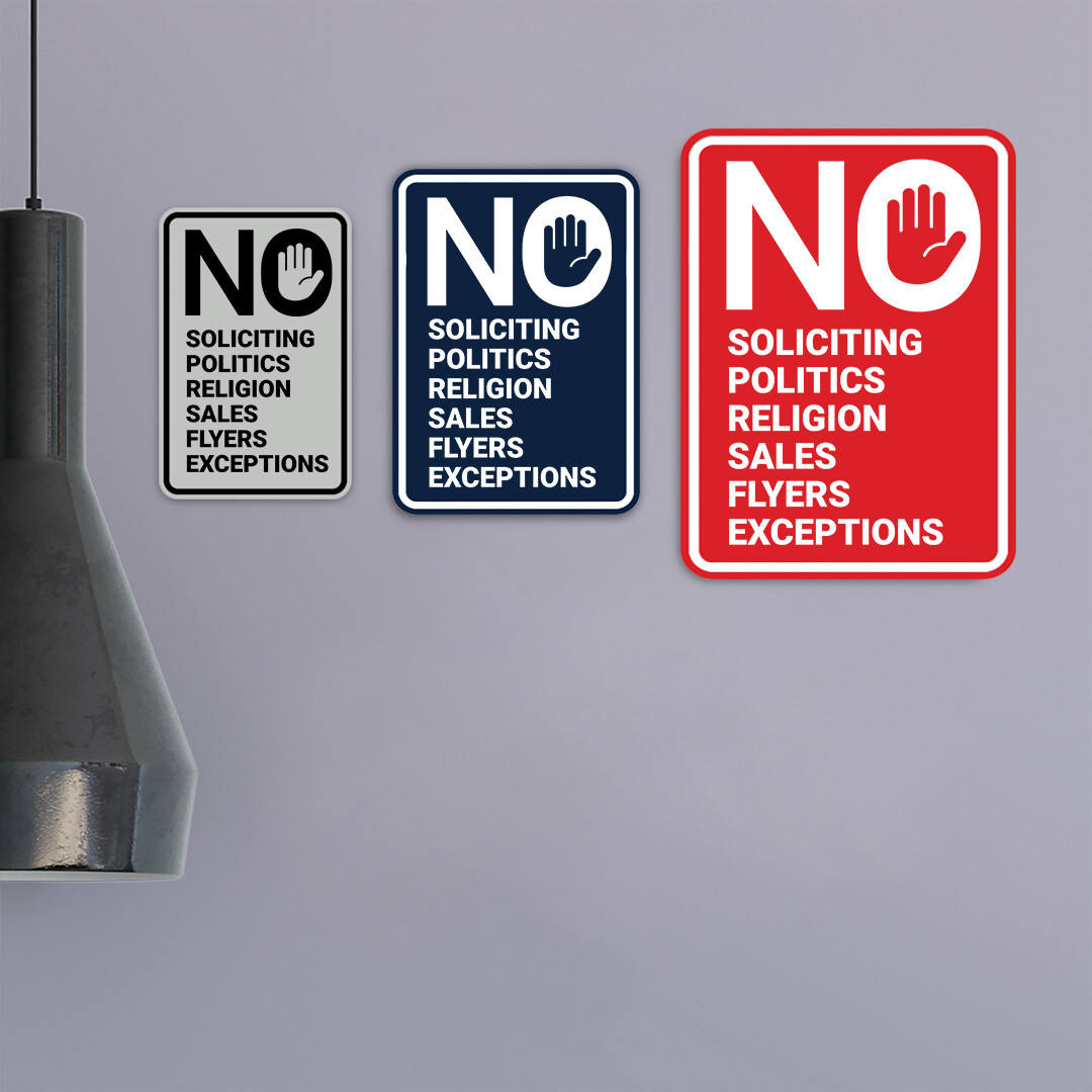 Portrait Round No Soliciting No Politics No Religion No Sales No Flyers
