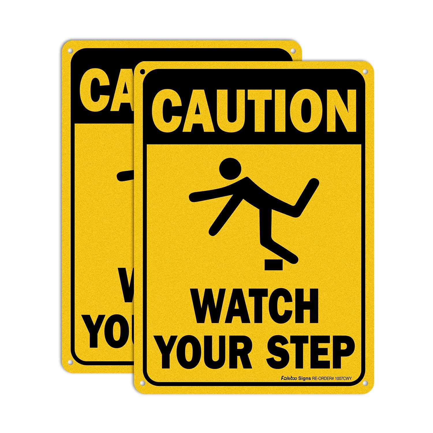 Caution Watch Your Step Sign, Safety Sign, 10 x 7 Inches rectangle, .040 Rust…