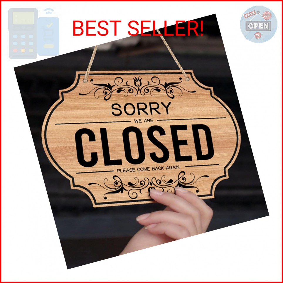 CARGEN Open Signs – Double Sided Open Closed Sign Business Hours Hanging with Ro