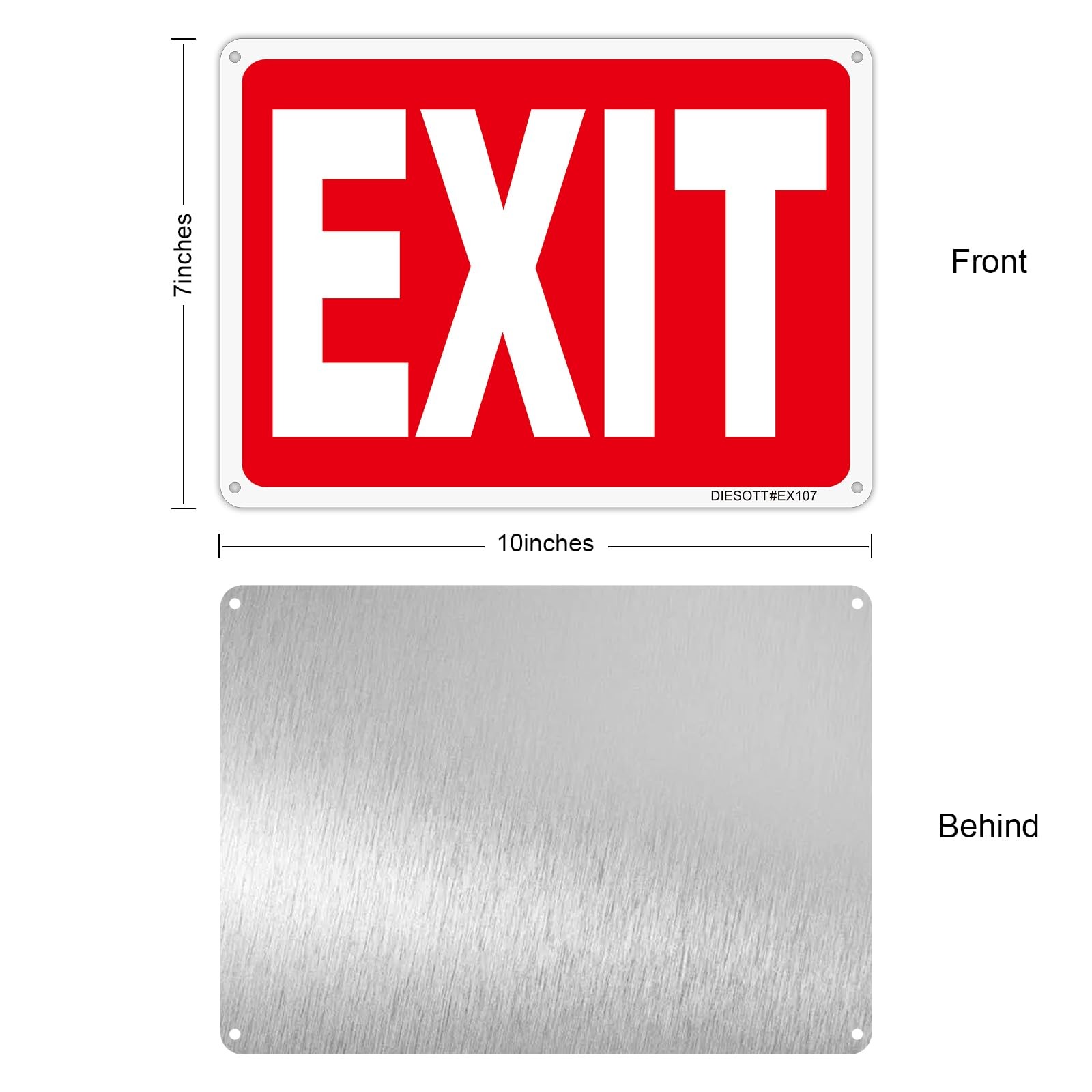 Diesott Exit Sign 4 Pack 10X7 Inches Aluminum Exit Signs Reflective Uv