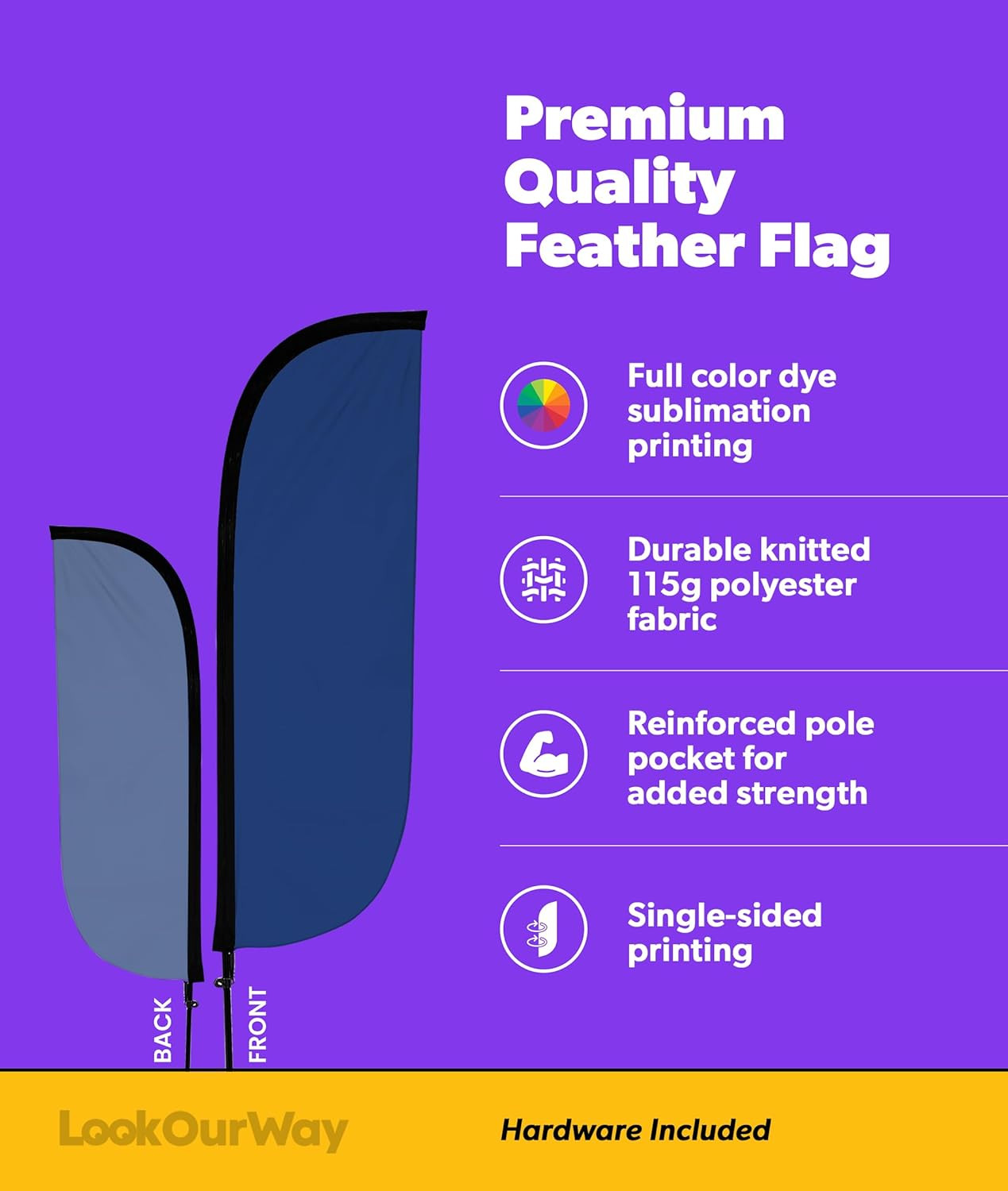 Feather Flag Pole Kit 3-Pack Bundle – 7Ft Tall Advertising Banners with Poles an