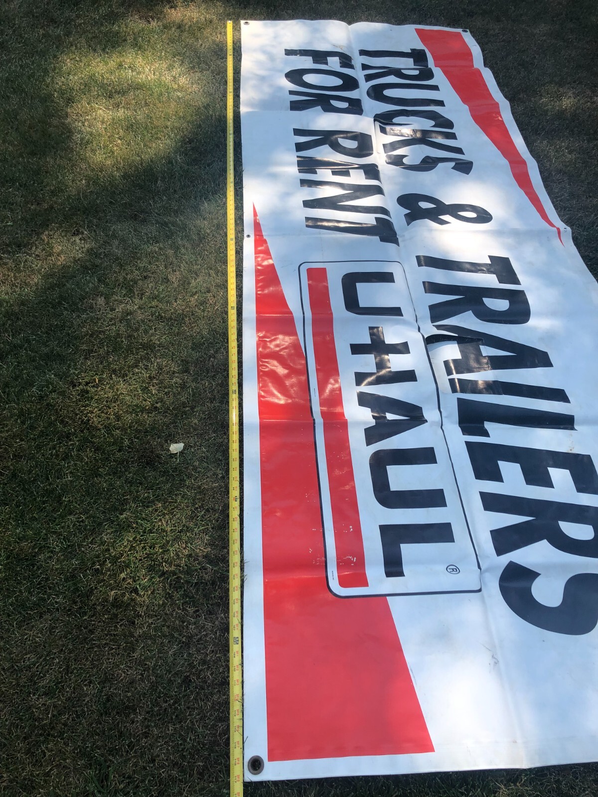 90’s UHAUL Vinyl Advertising Hanging Banner 9′ 9″ x 3′ 5 1/4″ Rectangular Shape