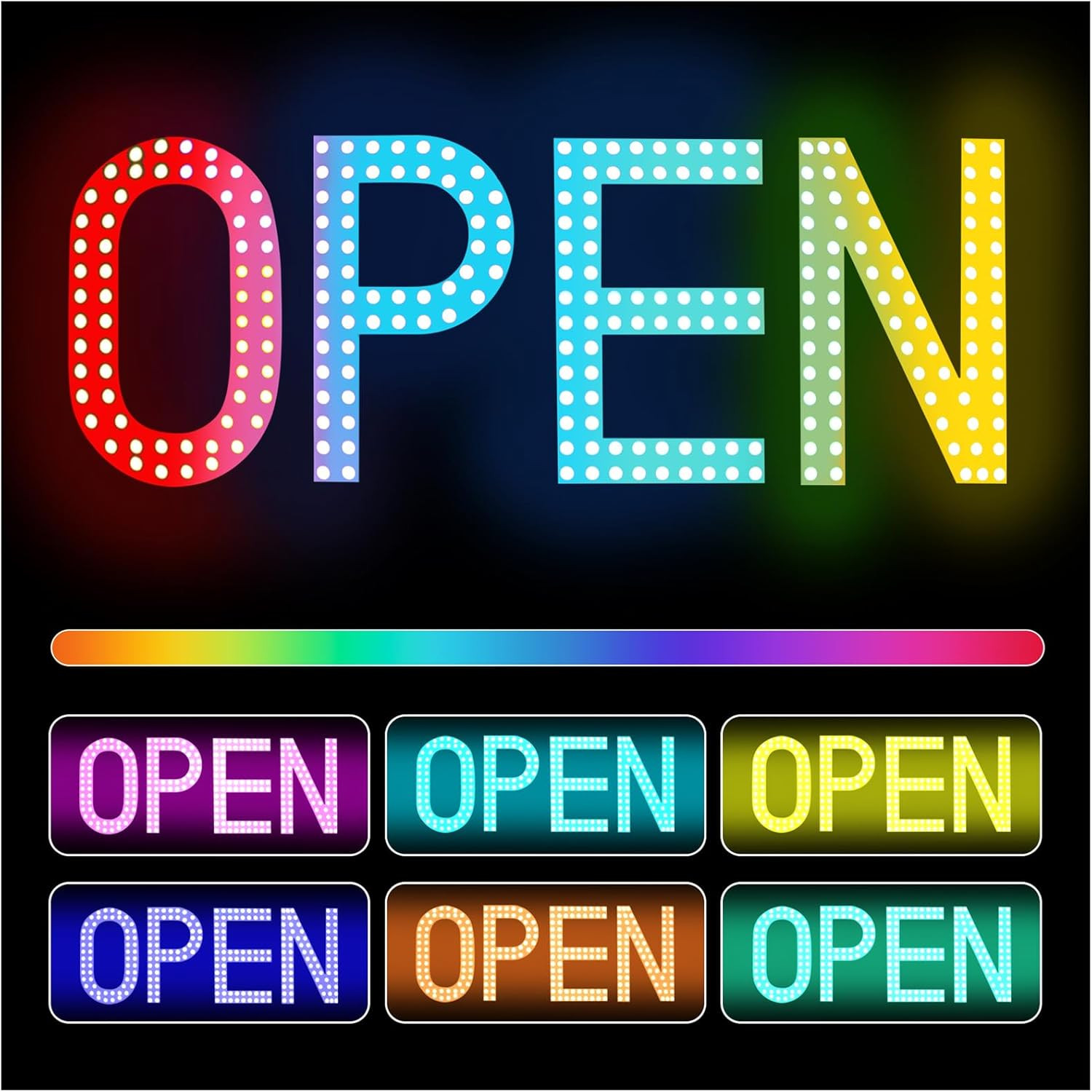 Super Bright Multi-Color LED Open Sign for Stores & Restaurants – 40″ x 14