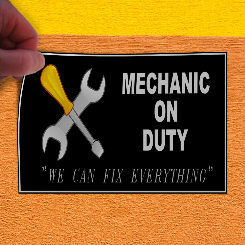 Decal Stickers Mechanic on Duty Black Car Vinyl Store Sign Label Automotive