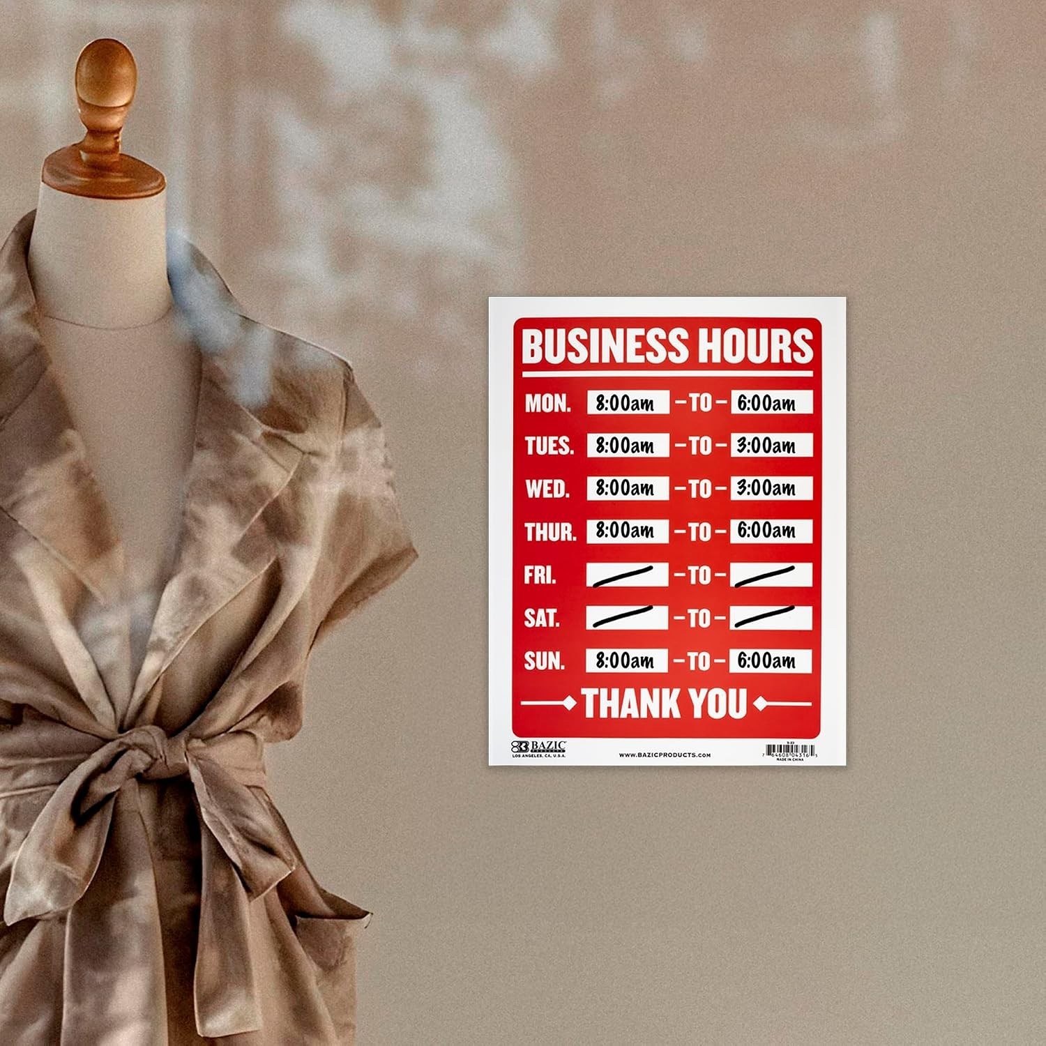 Weather-Resistant Business Hours Sign, 9×12 in – Perfect for Stores & Offices