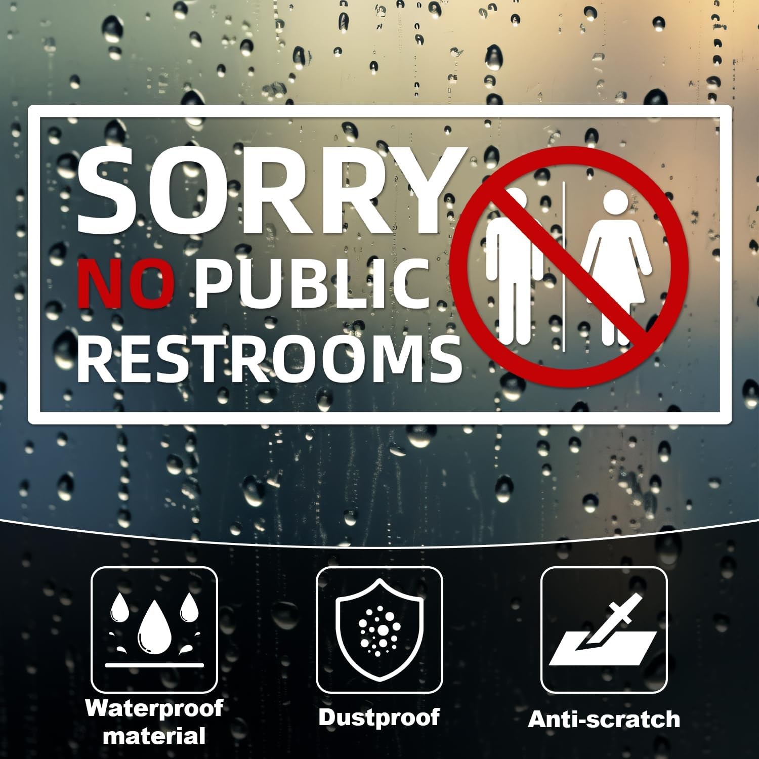 6pcs No Public Restroom Signs, 8.66×3.94 Inch Waterproof Restroom Signs for Busi