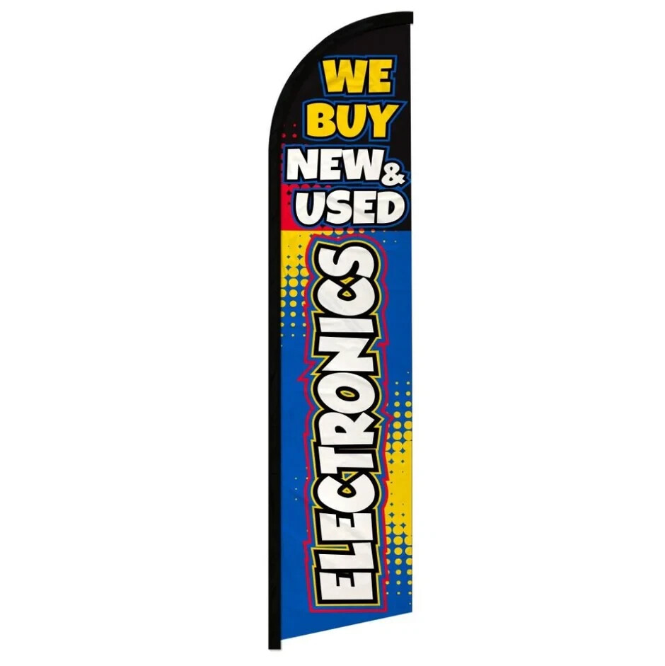 We Buy New & Used Electronics Windless Full Sleeve Advertising Pawn Show Flag
