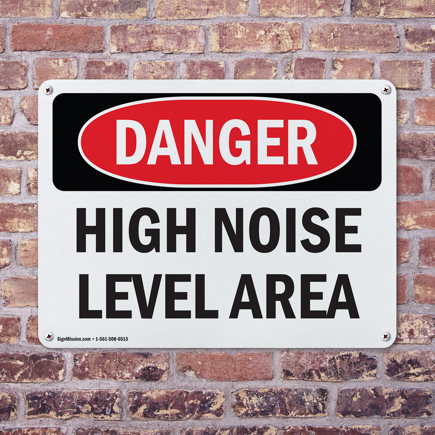 (2 Pack) High Noise Level Area OSHA Danger Sign Decal Metal Plastic