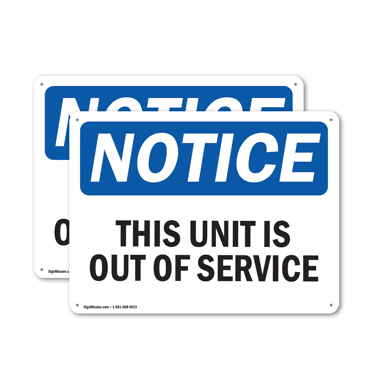 (2 Pack) This Unit Is Out Of Service OSHA Notice Sign Decal Metal Plastic