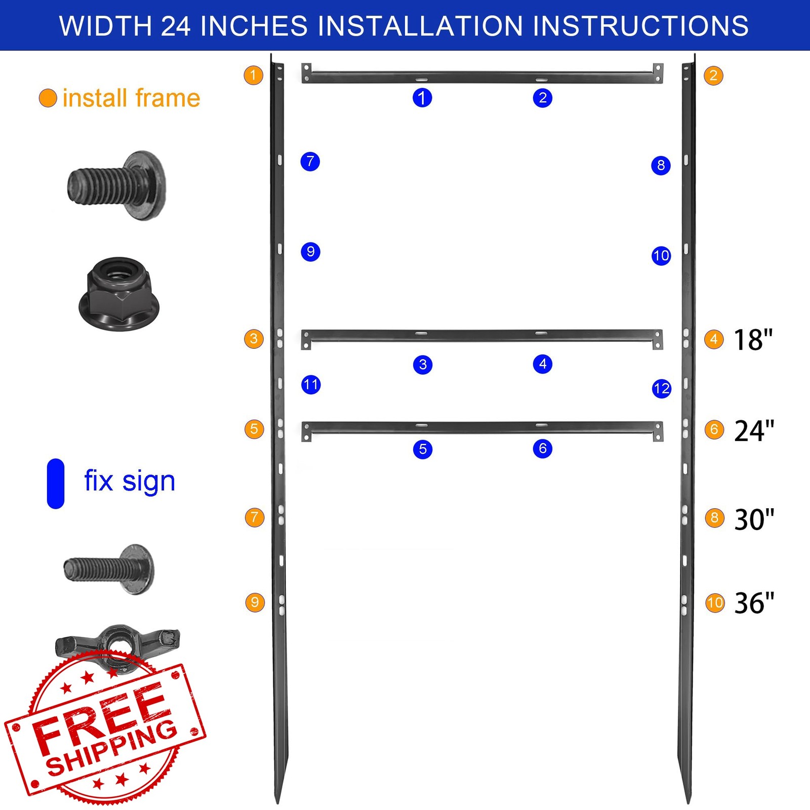 ICITYWALL 24″W Yard Sign H-Frame Stand 1 pack
