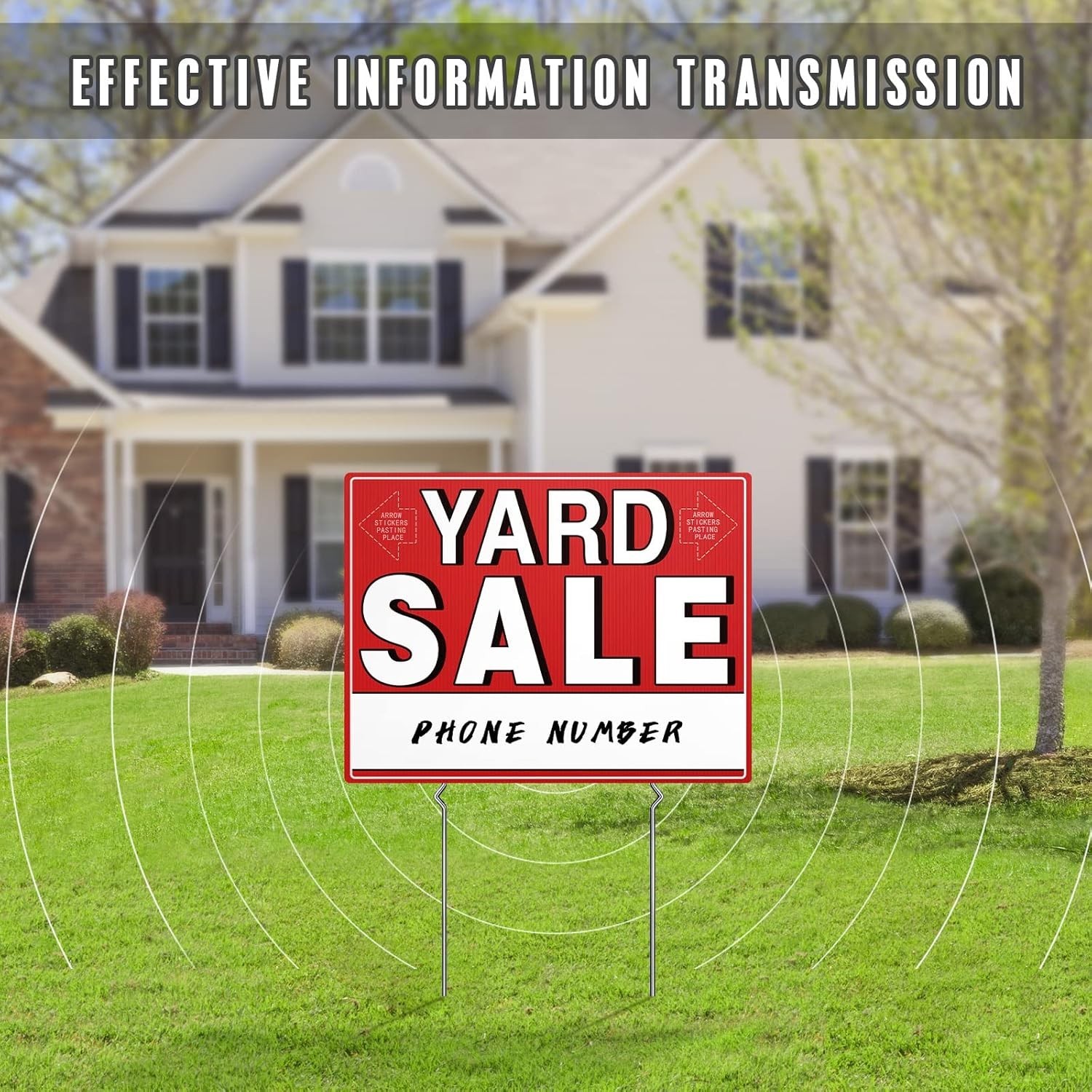 Yard Sale Signs 3 Pack Weatherproof Plastic 17×13 Inches with Stakes and Arrows