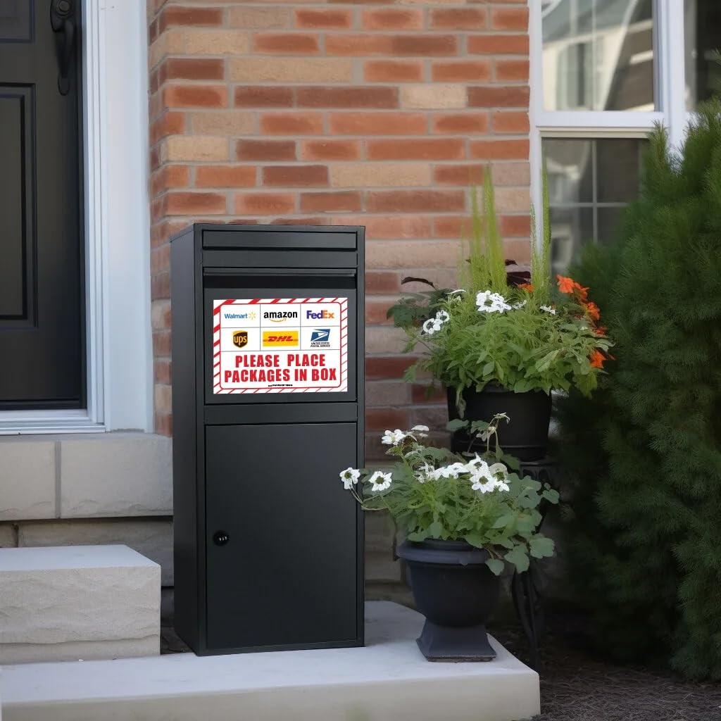 2 Pack 10×7 Inch Please Place Packages in Box Sign Aluminum Delivery Signs