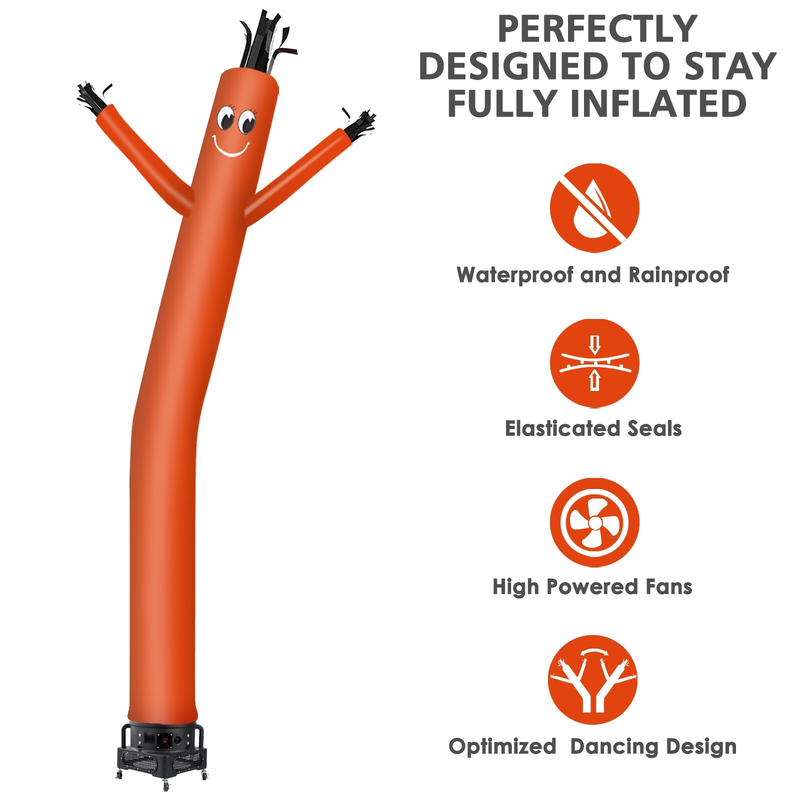 MOUNTO 20ft Orange Inflatable Dancer Sky Puppet Dancer with 1hp 18inch Blower