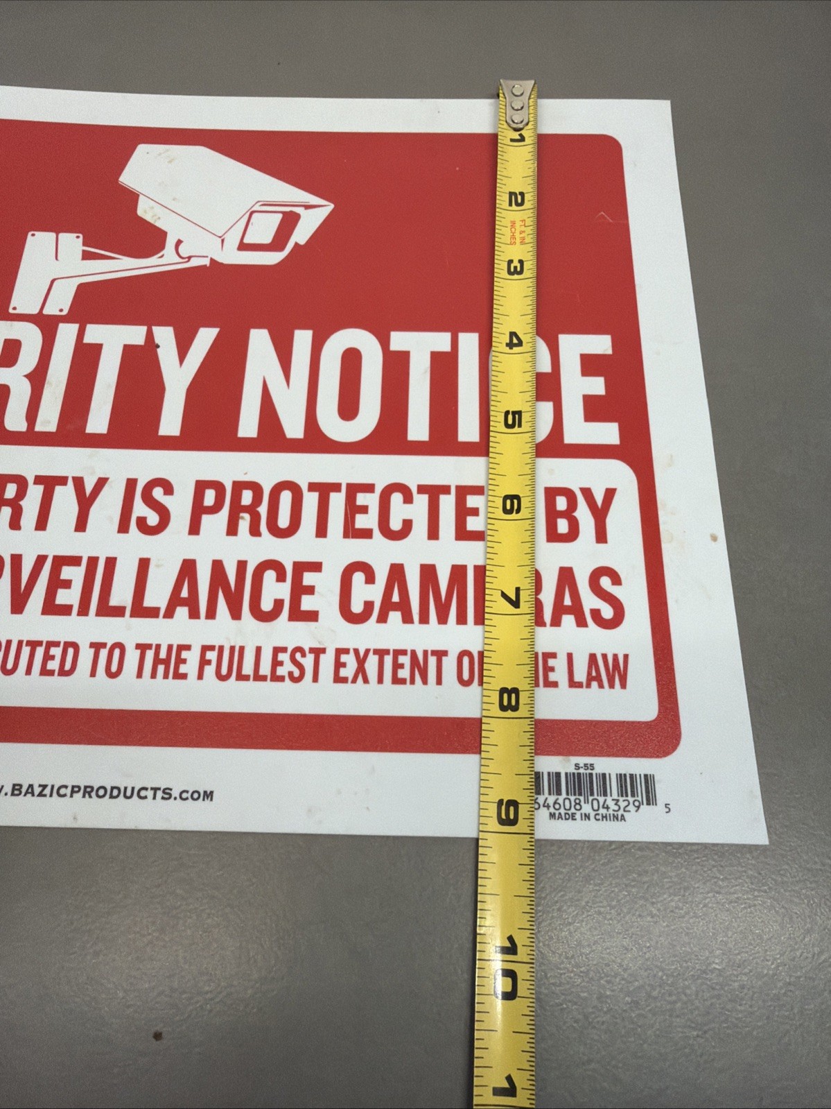 Bazic Security Notice Sign Banner Red on White PVC CCTV Camera Bt13