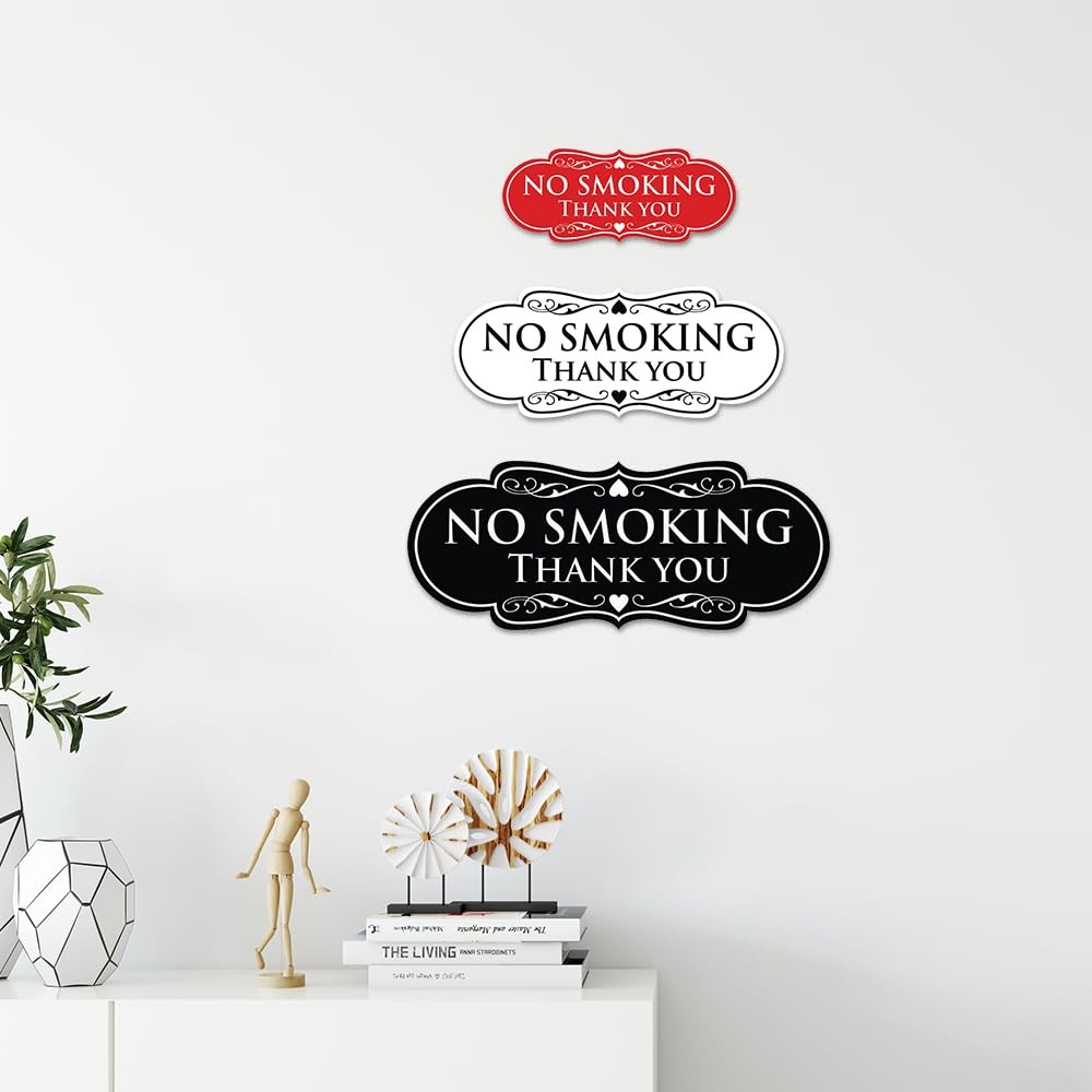 All Quality No Smoking Thank You Sign – Black/Gold Small (10 Pack)