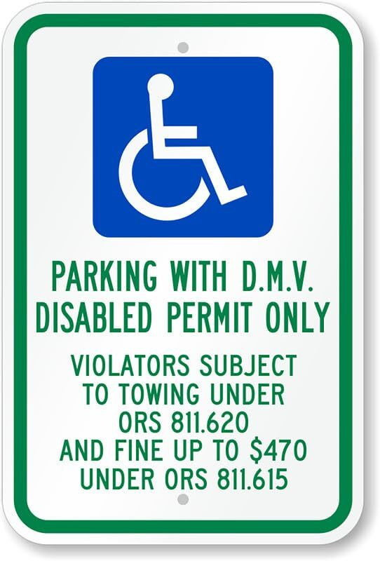 Handicap Parking Sign Aluminum ADA Compliant Weatherproof 8×12 Metal