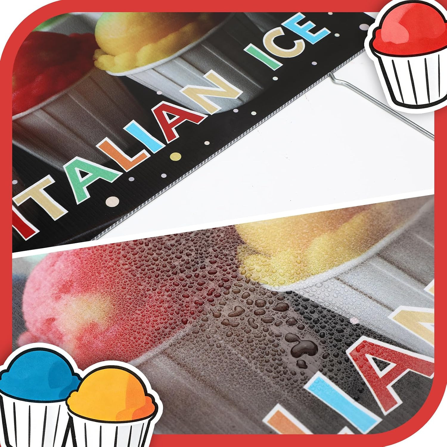 3 Pack Italian Ice Yard Sign Weatherproof Double-Sided Yard Sign 11.81”X15.75”