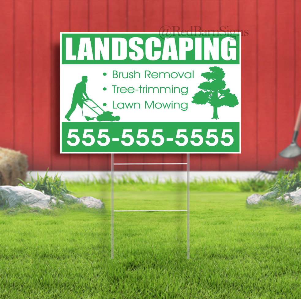 Landscaping Contractor Indoor Outdoor Yard Sign with metal stakes