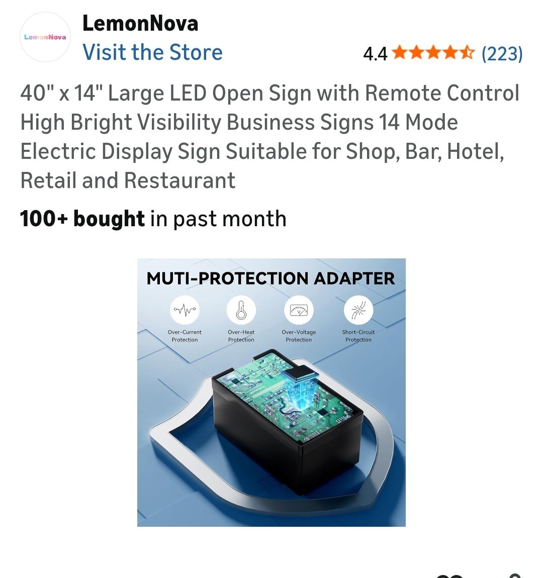 LemonNova LED Open Sign, Large 40 X 14 Remote and App Control