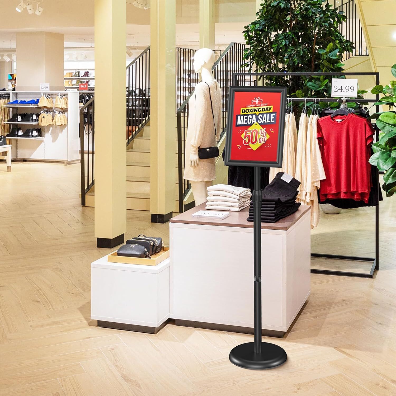 Relx Sign Holder Stand 8.5×11 inch – Adjustable Floor Standing black