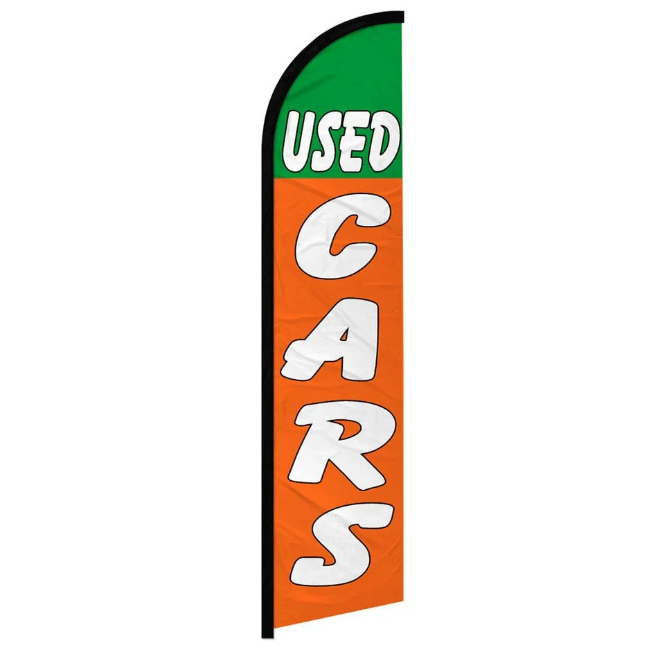 Used Cars (GN/OR) Windless Full Sleeve Advertising Auto Dealership Banner Flag