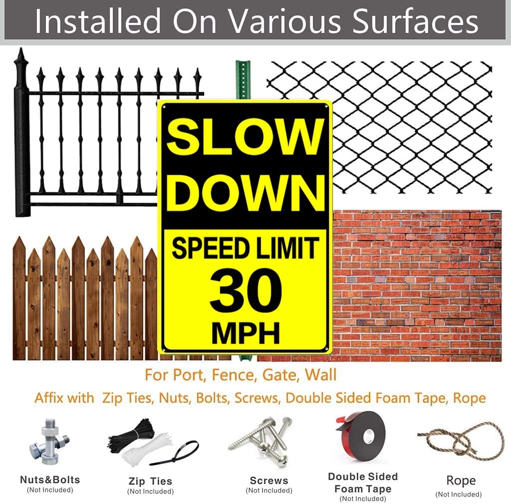 12×16 Inch Slow Down Speed Limit 30 MPH Metal Traffic Street Road Sign