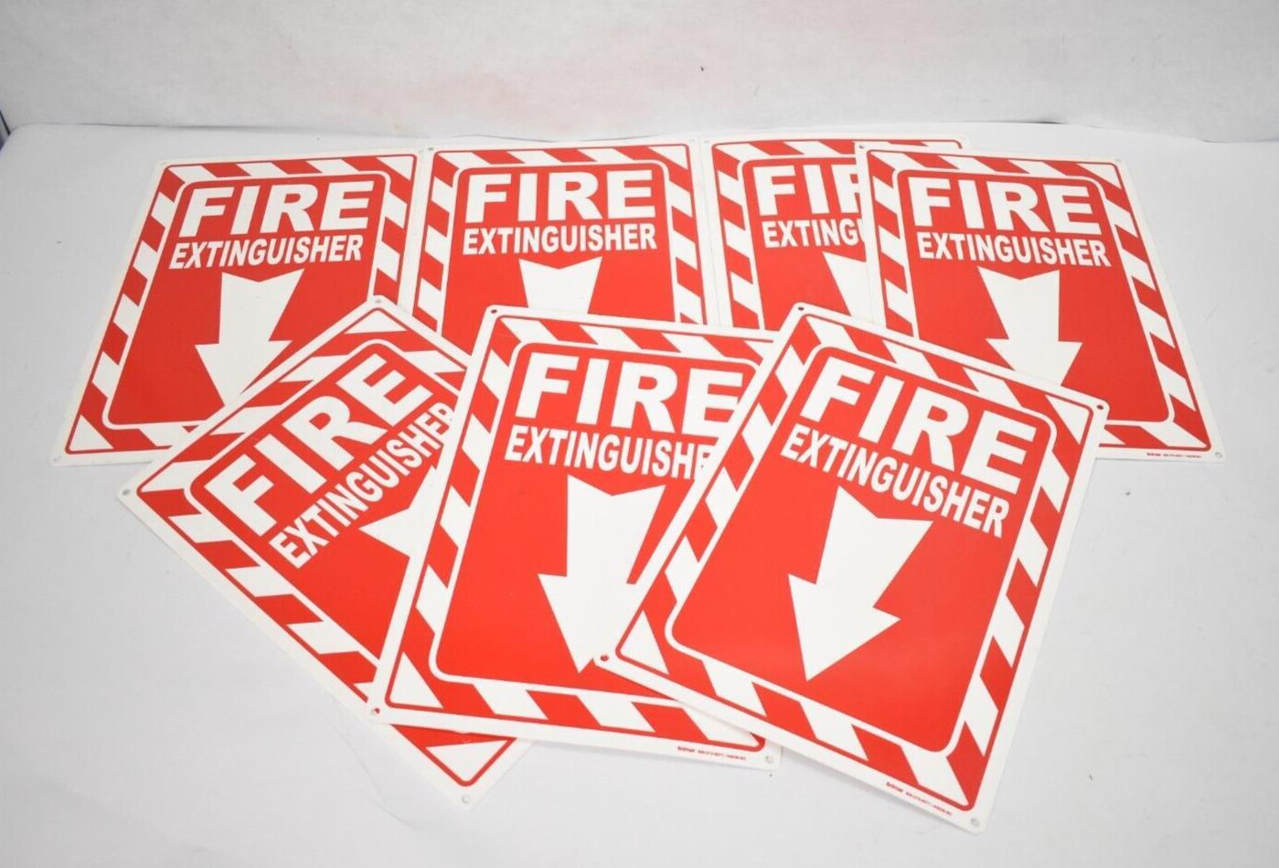 Lot of 7 Fire Extinguisher Rectangular Sign 10″ x 14″ Red/White A5036-BC