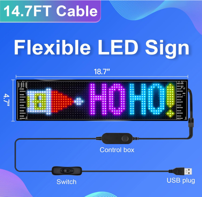Letrero LED programable flexible con desplazamiento y control Bluetooth