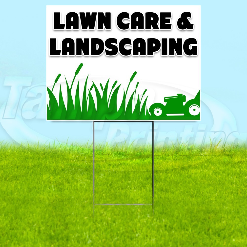 LAWN CARE LANDSCAPING 18×24 Yard Sign Plastic Corrugated WITH STAKE USA YS07955