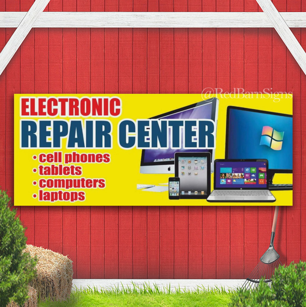 ELECTRONIC REPAIR CENTER Advertising Banner Vinyl Mesh Sign service phone laptop