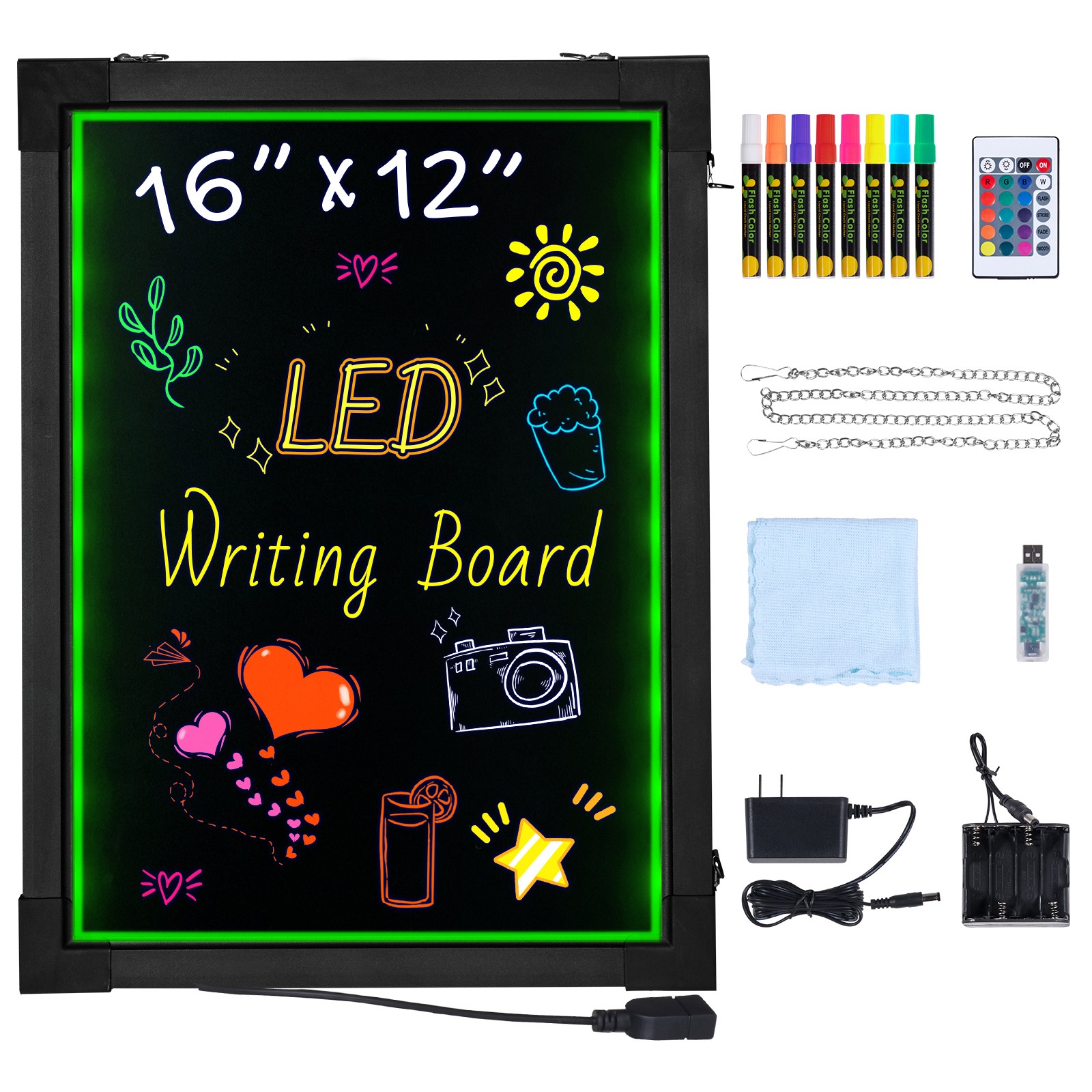 Uimoso LED Message Board 16″x12″ Illuminated Erasable Light-Up Chalkboard