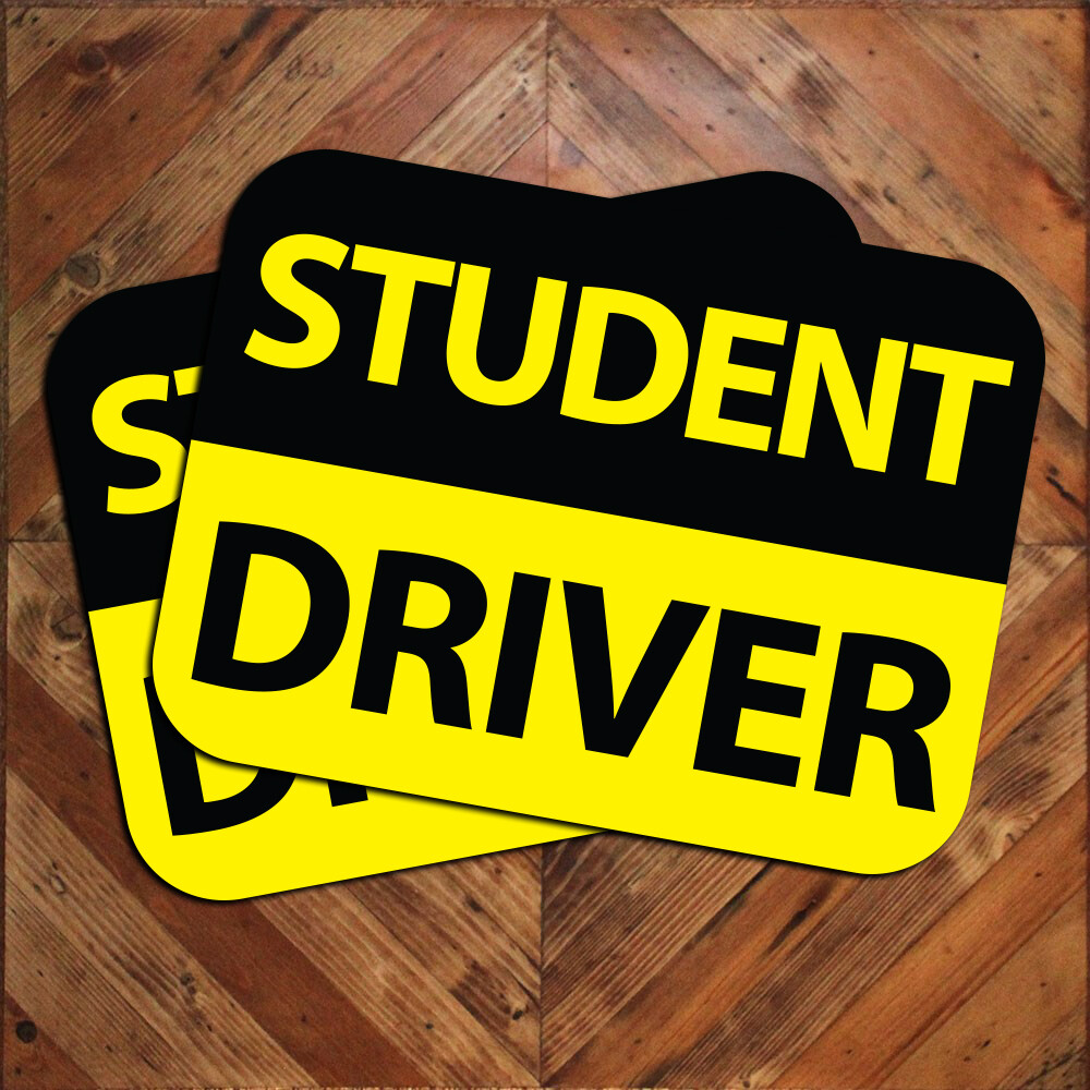 Pair of STUDENT DRIVER Generic Car Door Magnet Signs Vehicle Awareness Signage