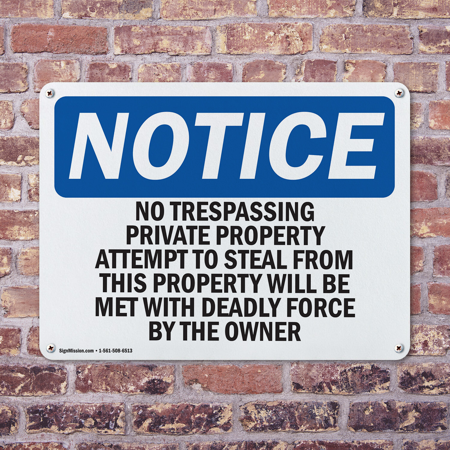(2 Pack) No Trespassing Private Property Attempts OSHA Notice Sign Decal Metal