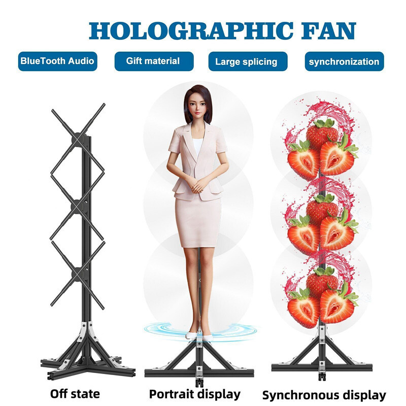 3*50cm 3D Holographic Projector Fan Smart HD Advertising Display Projector US
