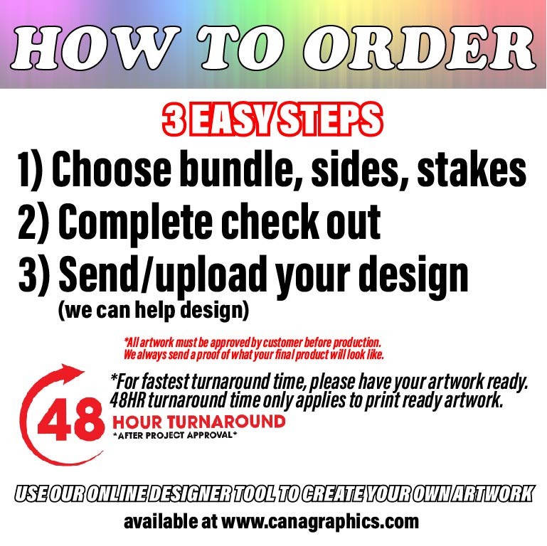 18×24 Custom Yard Sign – Stake Included – Quality Digital Print – USA Ship