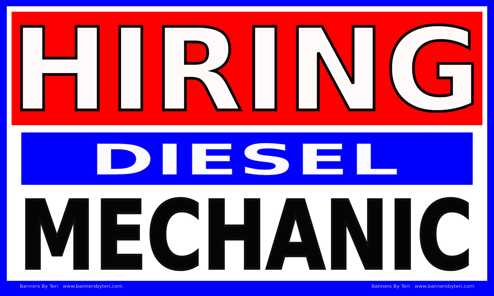 HIRING DIESEL MECHANIC – Vinyl Banner Signs- Several Sizes – Fast Ship- USA MADE