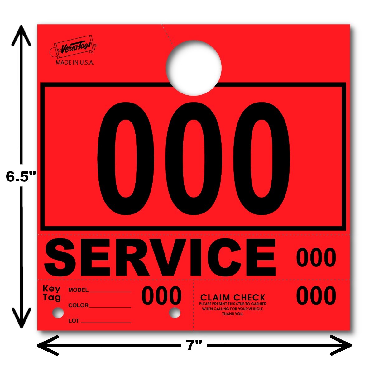 Red Service Department Hang Tags Window Tag 1000 Per Box