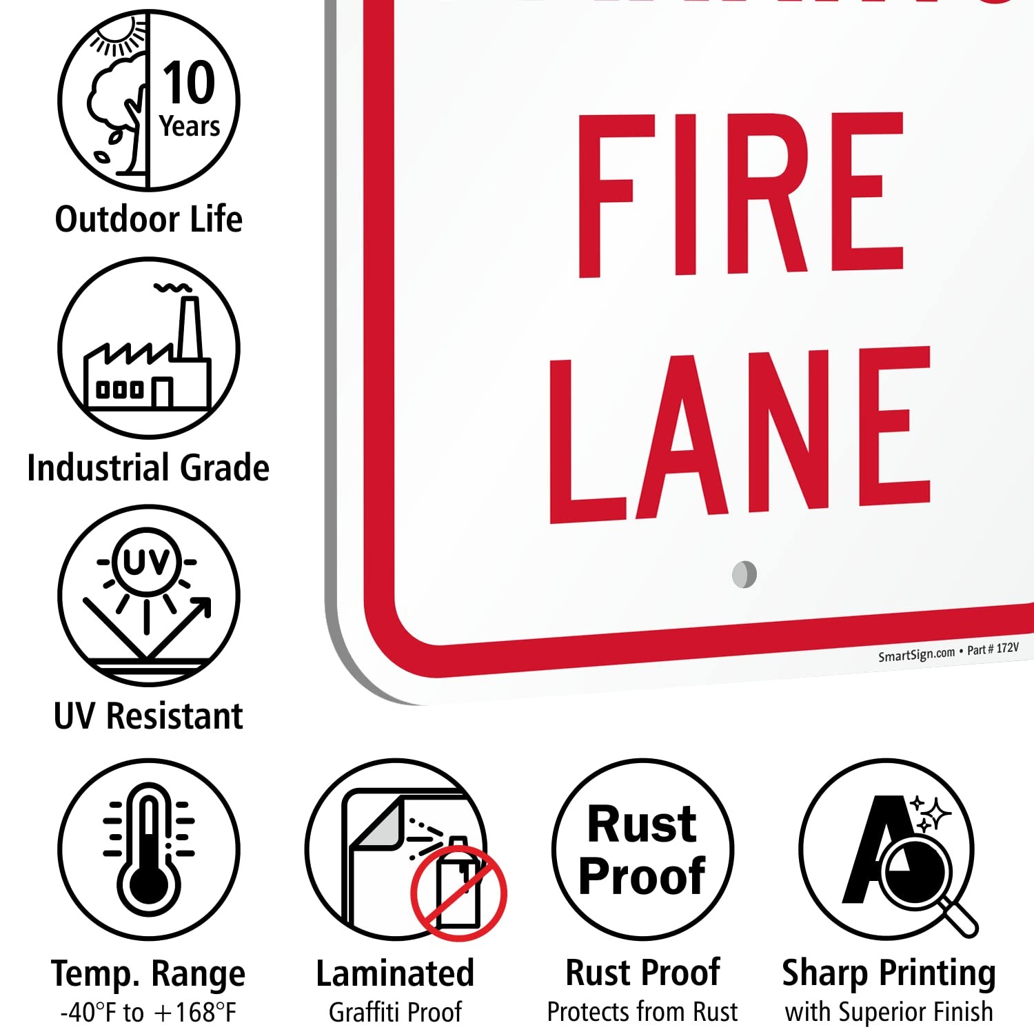 No Parking Fire Lane Sign Heavy Duty Aluminum Weather Resistant 12×18 Inch