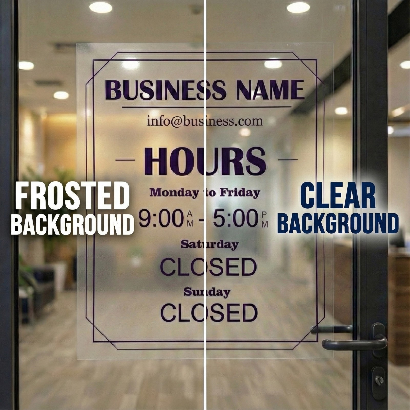 Custom Business Hours Sign for Door – Personalized Static Cling Window Decal