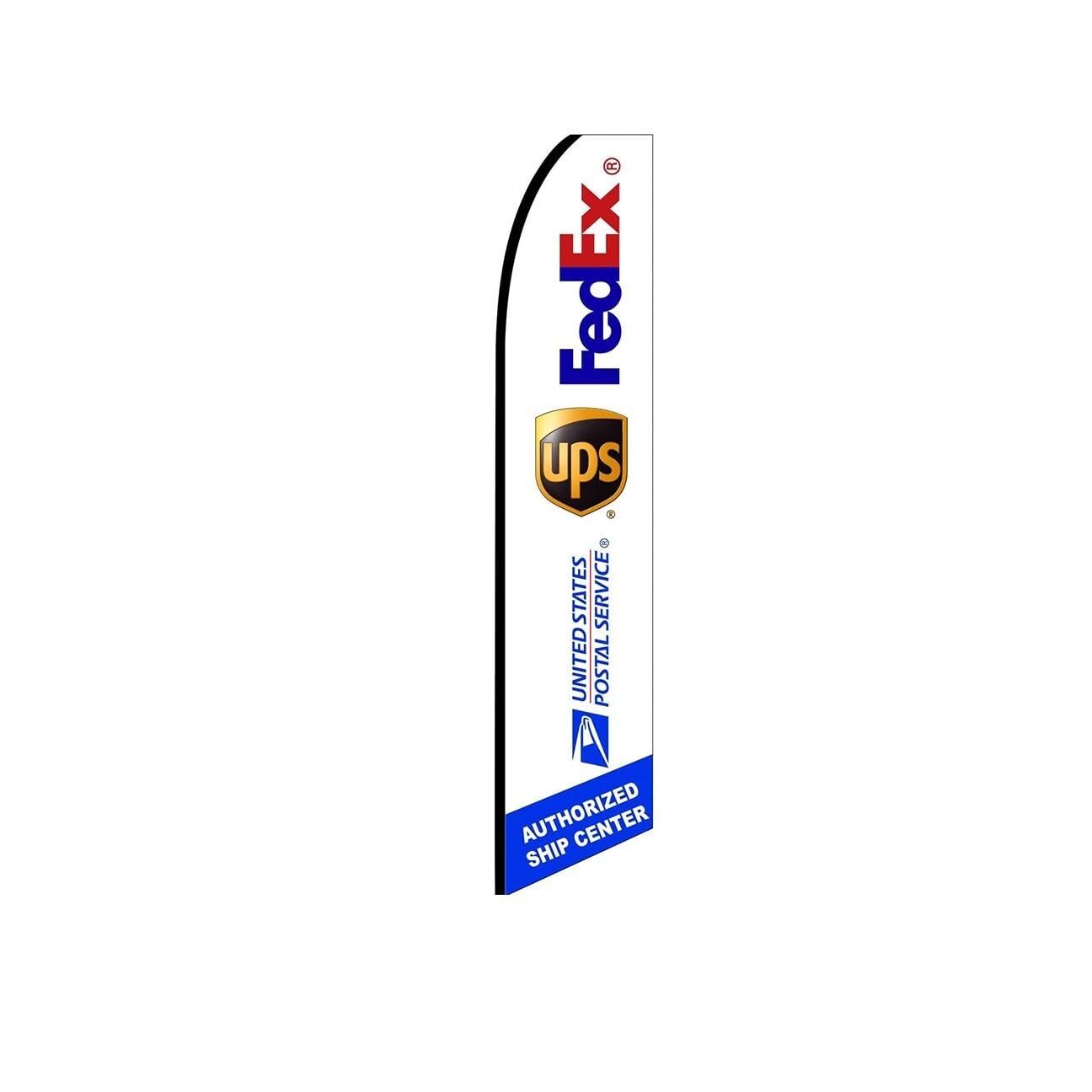 FedEx UPS USPS Ship Center Swooper Flutter Feather Flag | 3ft W x 11.5ft Tall