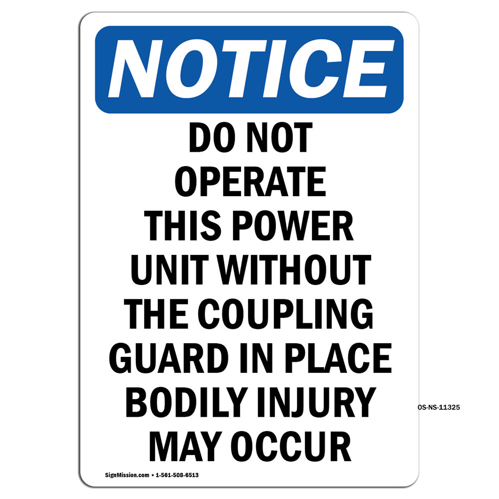 Do Not Operate This Power Unit OSHA Notice Sign Metal Plastic Decal