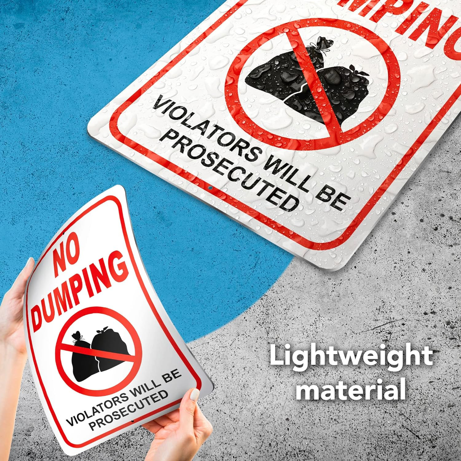 2 PC No Dumping Signs, 10×7 Aluminum No Littering Sign Outdoor, Violators Will B