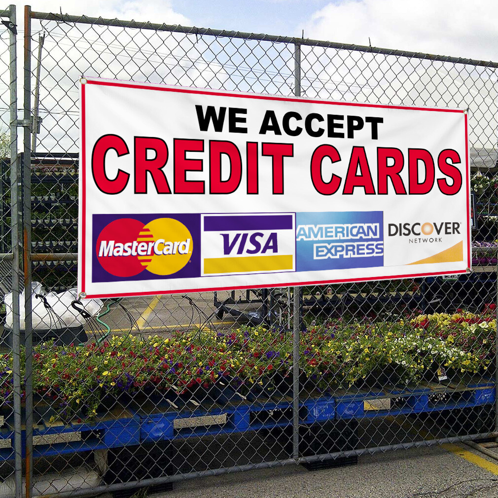 Vinyl Banner Multiple Sizes We Accept Credit Cards Restaurant Cafe Bar A Outdoor