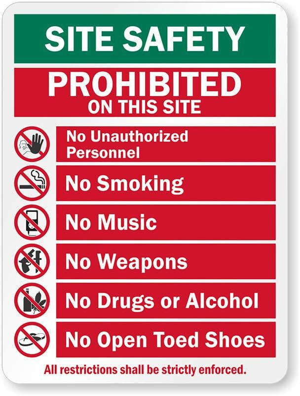 Aluminum Weatherproof Sign All Restrictions Strictly Enforced 8×12 Metal