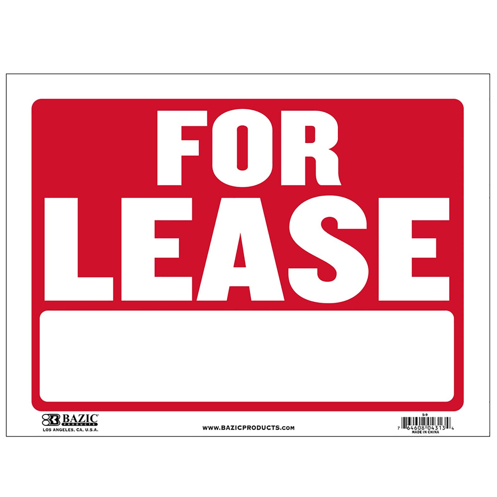 BAZIC For Lease Sign 9″x12″ Waterproof Indoor/Outdoor Rental Sign, 1-Pack