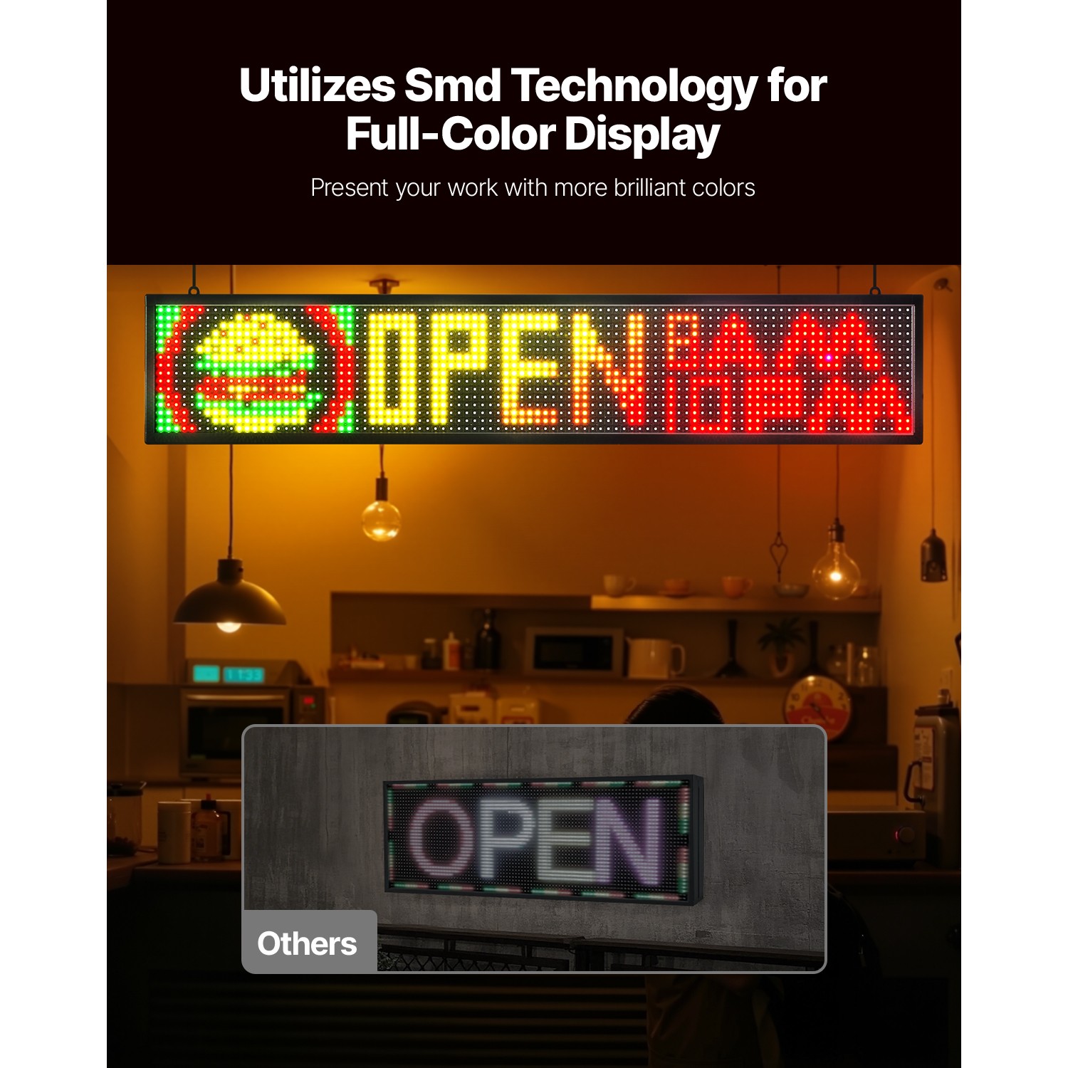 40×8 in LED Scrolling Sign Digital Display Programmable Board P10 Full-color