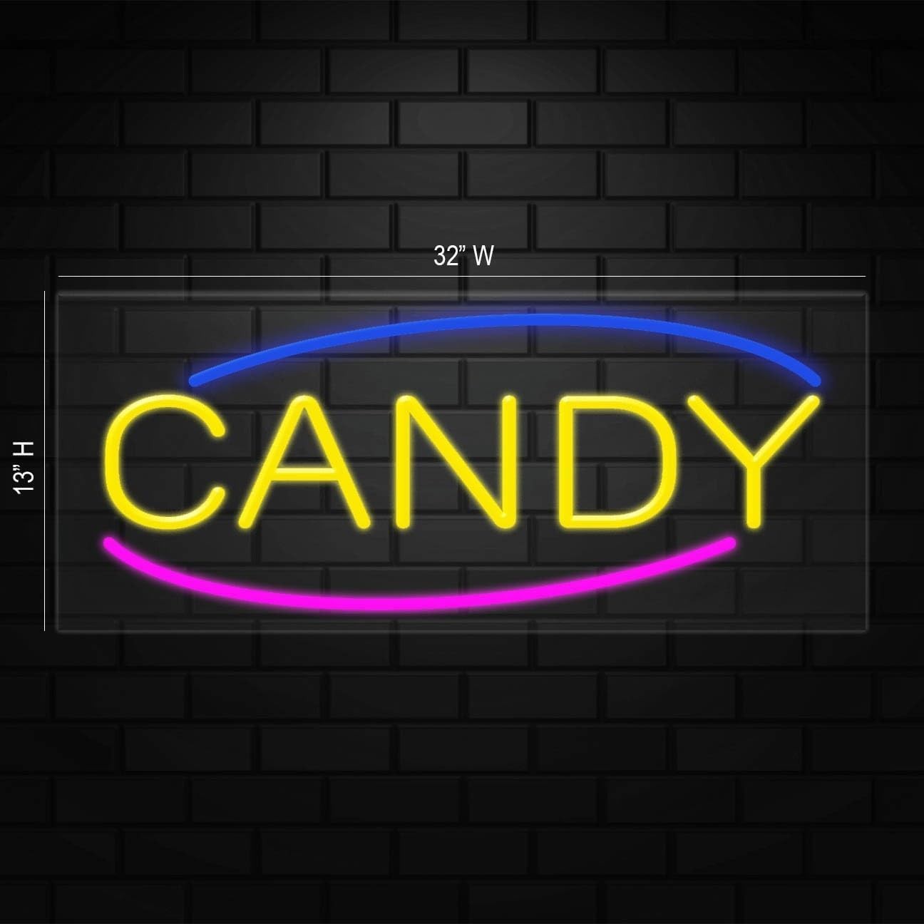 Candy Sign for Business Displays | LED Flex Neon | 32″W x 13″H x 1″D