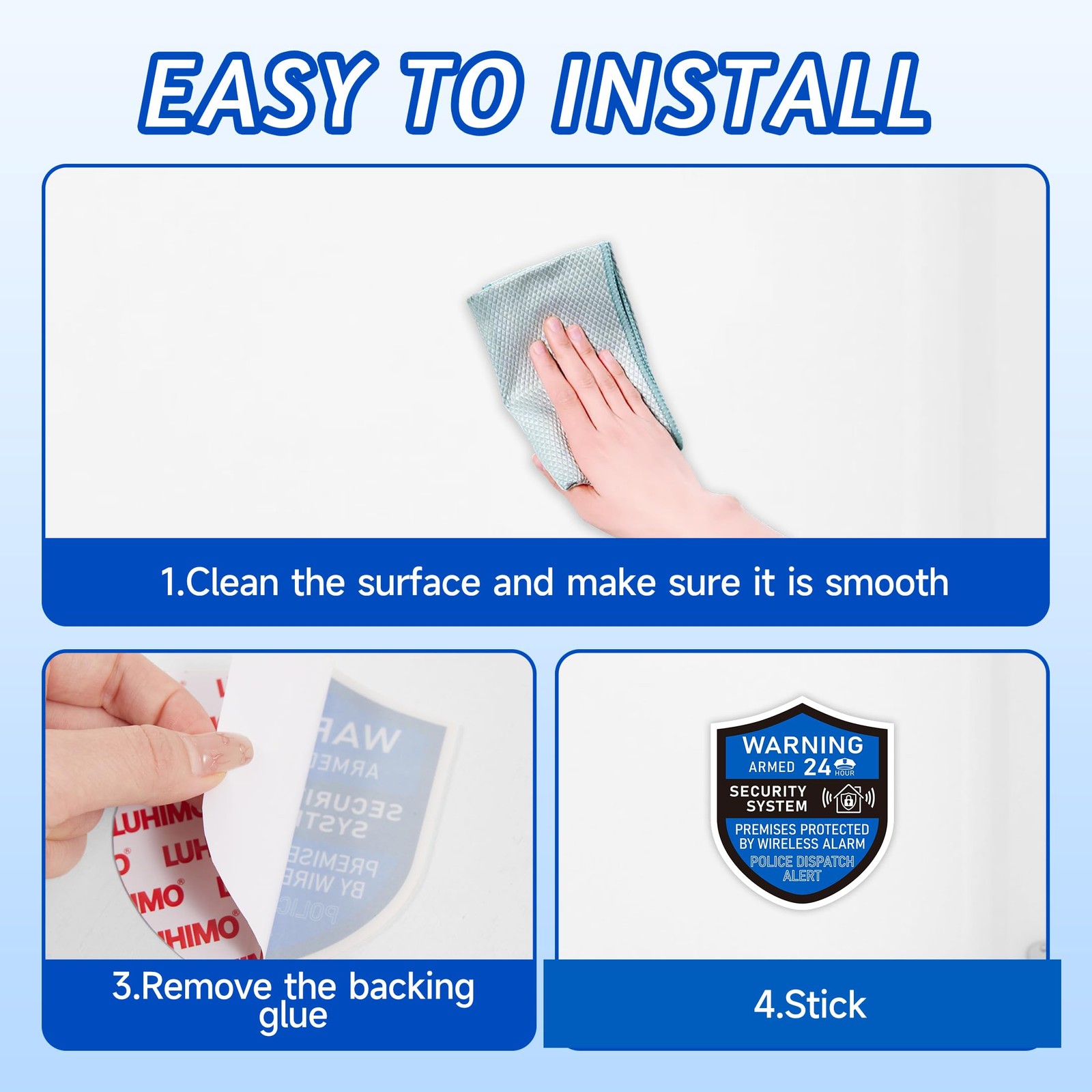 3PCS Security Alarm System Sign for Home, Self-Adhesive Weatherproof Small 24…
