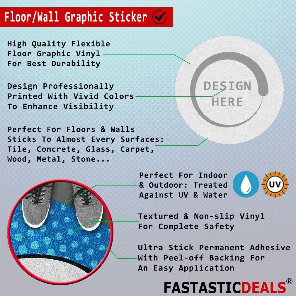 Signs Floor Decals Your Custom Text Goes Here Yellow Anti-Slip Round Shape A