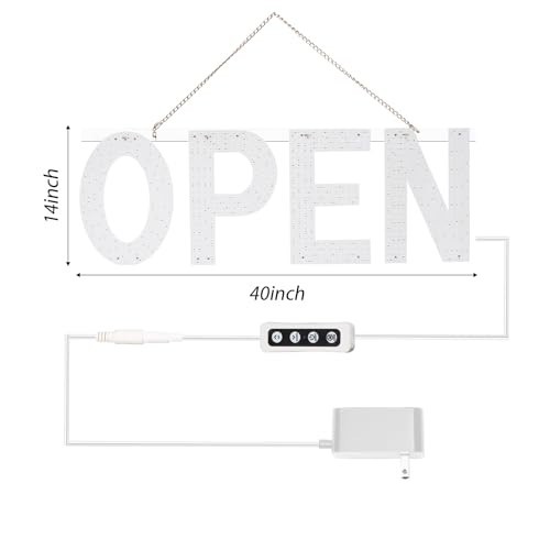 40×14 LED Open Sign Dimmable Electric Light Up Store Business Warm White